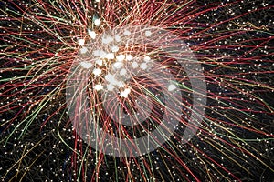 Colorful New Year\'s fireworks with long exposure time wallpaper