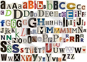 Colorful newspaper alphabet