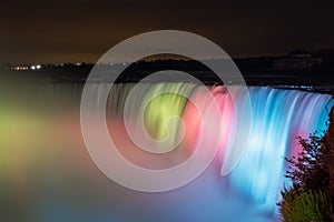 Colorful Niagara Falls at Night Time