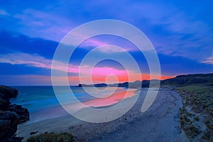 Colorful night landscape of famous Oldshoremore beach in Norther