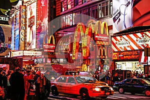 Colorful Night Life Times Square New York City