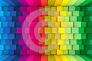 Colorful nonuniform boxes abstract background 3D