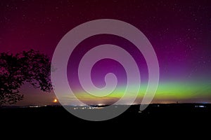 Colorful northern lights in the Allgau in southern Germany