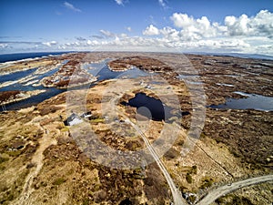 Colorful Norwegian backwaters and swamps from above