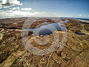 Colorful Norwegian backwaters and swamps from above