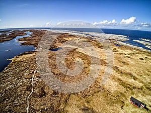 Colorful Norwegian backwaters and swamps from above