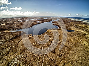 Colorful Norwegian backwaters and swamps from above