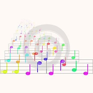 Colorful notes sheet music