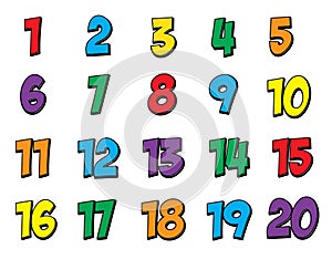 Colorful Number Set 1-20 photo
