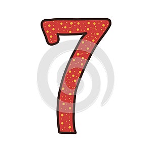 colorful number seven design over dotted