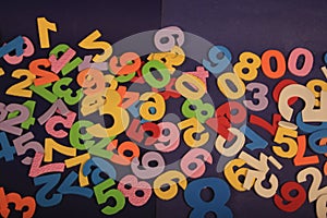 Colorful numbers on a blue background