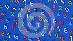 Colorful numbers. Blue background, Abstract illustration, 3d render