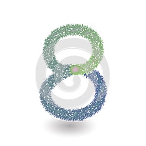 Colorful numbers realistic 3D fur effect. Vector illustration for design Birthday, Anniversary, Christmas, Xmas, New year, Holiday