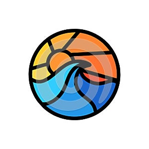 Colorful Ocean Sea Wave Summer Logo Vector Design illustration Emblem