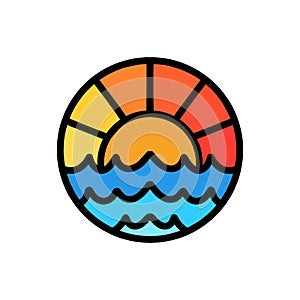 Colorful Ocean Sea Wave Summer Logo Vector Design illustration Emblem