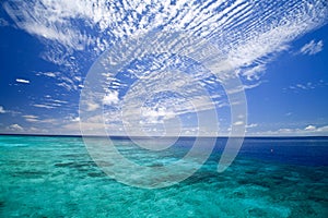 Colorful ocean and sliding clouds