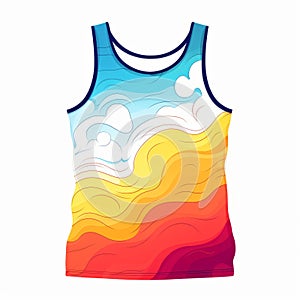 Colorful Ocean Waves Tank Top - Minimalist Graphic Design