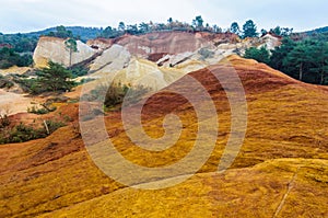Colorful ochre mines in French Colorado, Provence, France