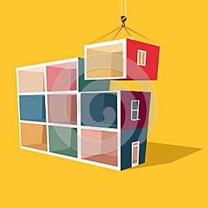 Colorful office building construction