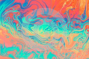 Colorful of oil flow from bubble