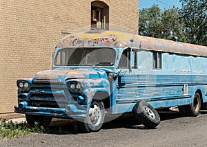 Colorful old abandoned bus