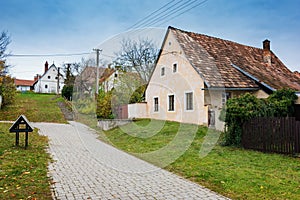 Colorful old Anabaptist houses in Velke Levare Slovakia