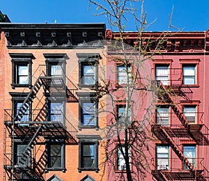 Colorful old apartment building in the East Village of New York City photo
