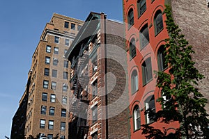 Colorful old Brick Buildings in NoHo of New York City