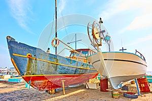 Colorful old fishing boats