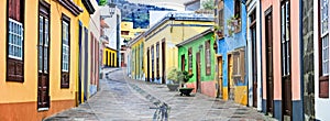 Colorful old streets of Los llanos de Aridane. traditional architecture of Canary islands. La Palma photo