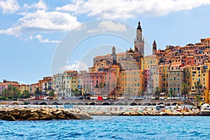 The colorful old town Menton on french Riviera