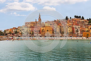 The colorful old town Menton on french Riviera