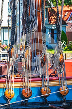 Colorful old wooden sailing ship