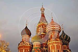 Colorful onions of Saint Basils Cathedral in Moscow at night