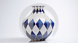 Colorful Op Art Vase With Blue And White Porcelain