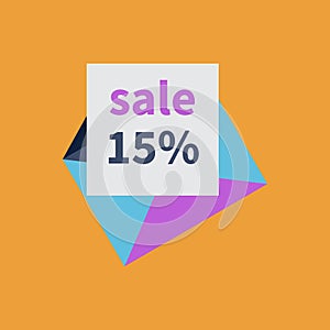 Colorful open envelope with percent discount offer