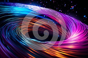 Colorful optic fiber electrical cables wires neon waves lines abstract 3d ai design background pattern glow colored