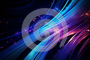 Colorful optic fiber electrical cables wires neon waves lines abstract 3d ai design background pattern glow colored