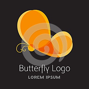 Colorful orange butterfly logo template.