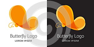 Colorful orange butterfly logo template.