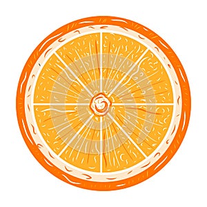 Colorful orange citrus fruit illustration. Idea for summer spring holidays, natural fresh themes. Isolated vector art.