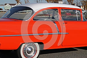 Colorful orange fifties car