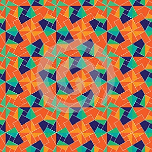 Colorful orange geometric seamless pattern tile with decorative white outlines