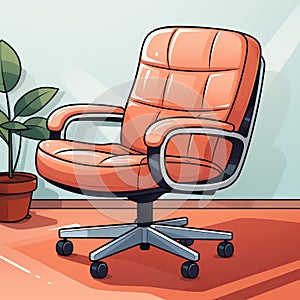 Colorful Orange Office Chair With Plant: A Playful And Stylish Addition To Any Workspace