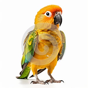 Colorful Orange Parrot On White Background - Caninecore Petcore