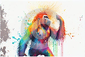 Colorful Orangutan primate painting photo