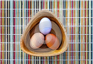 Colorful organic eggs