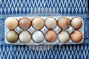Colorful organic eggs