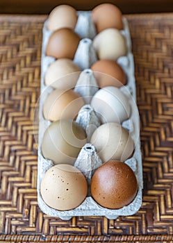 Colorful organic eggs