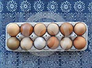 Colorful organic eggs